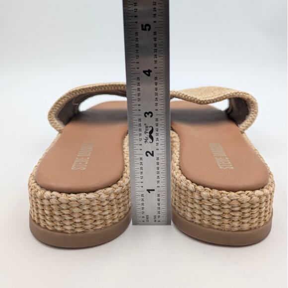 Steve Madden Boardwalk Espadrille Slide Sandals Natural Raffia Size US7.5M EU38 - Picture 4 of 9
